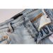 Men's American High Street Fashion Distressed Light Blue Letters Printing Stretch Skinny Button Fly Ripped Jeans_mkmklike.com