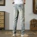 Premium Vintage Washed Jeans – Distressed Splatter Paint & Patchwork (Slim Straight Fit, Mid-Rise, Stretch Denim, 28-38, Hand-Painted Details)_mkmklike.com