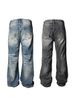 Men's Distressed Washed Straight Leg Bootcut Jeans - Vintage Denim Pants For Casual Wear (Black, Blue)_mkmklike.com