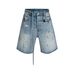 Men's Clothing Men's And Women's Spring And Summer New Ink Splashed Hand Painted Jeans, Unisex Long Belt Accessories, Blue Denim Shorts_mkmklike.com