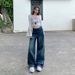 25 Fall/Winter New American Style Wide-Leg Loose Jeans For Women, Straight Casual Floor-Length Pants, Vintage Blue_mkmklike.com