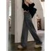 Melard-style Black And Gray Jeans For Women, American Retro Versatile Wide-leg Pants, Straight Loose Drapey Floor-length_mkmklike.com