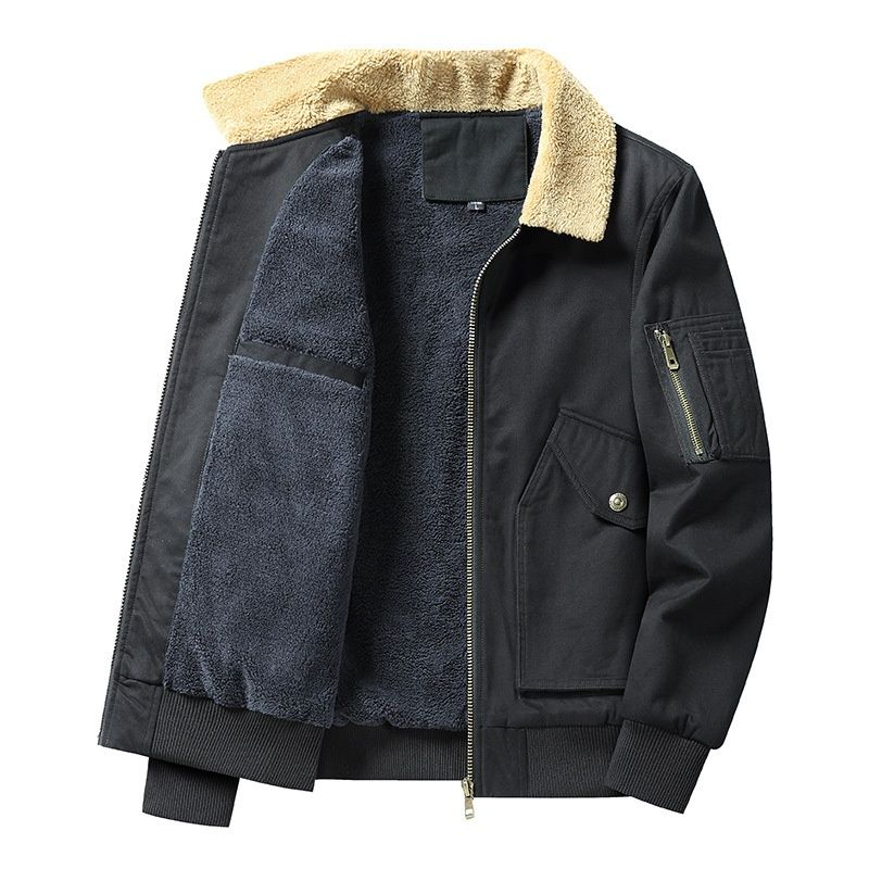 Lunar Apex Men's Polar Stand Collar Jacket Long Sleeve Cardigan Double-Sided Fleece Thickened 450g Warm Sweatshirt Coat_mkmklike.com