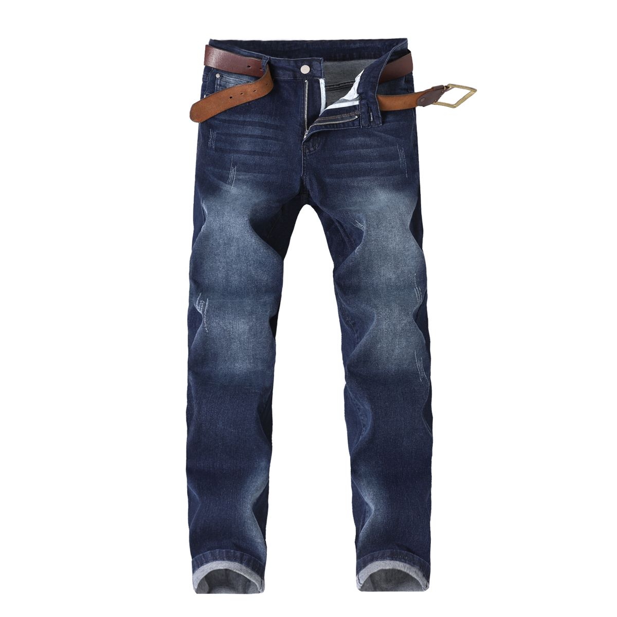 Men's Retro Jeans, Elastic And Fashionable, Versatile Denim Pants For Daily Use, Multi Craft Washed Slim Fit Small Leg Pants, Without Waist Belt_mkmklike.com