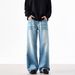 Men's Clothing Retro Washed Wide Leg Jeans Pleated Relaxed Fit Loose Drape Straight Leg Floor Length Trousers Men Women New Style_mkmklike.com