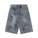 Men's Clothing Unisex Wide-Leg Cropped Jeans Loose Fit Denim Shorts For Summer Retro Graffiti Style For Formal & Casual_mkmklike.com