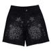 Unisex Black High-Waisted Rhinestone Embellished Denim Shorts - Gothic Style Distressed Jeans Shorts For Women Men_mkmklike.com