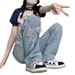 Women's Embroidered High Waist Wide Leg Jeans Five Pointed Star Appliqué Unique Straight Leg Floor Length Pants Spring Autumn Style Loose Fit_mkmklike.com