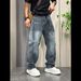Men's Relaxed Fit Straight Leg Jeans – Classic Vintage Denim Pants With Tapered Cuff & Urban Style_mkmklike.com