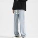 Men's Clothing Straight Leg Jeans, Spring Versatile Loose American High Street Casual Star Letter Long Pants_mkmklike.com