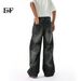 EF JEANS | 2025 Spring New Product, American Street Washed Cat Whisker Three-dimensional Splicing Straight Jeans_mkmklike.com