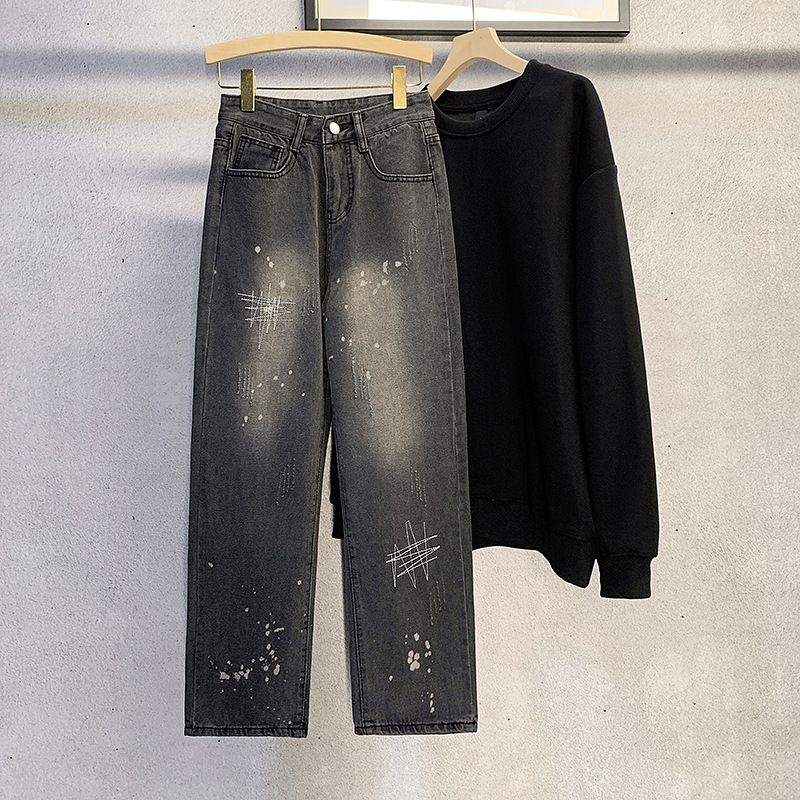 Men's Vintage High Street Jeans – Relaxed Straight Fit With Embroidery & Stretch (S-3xl, Black) Functional Stretch_mkmklike.com