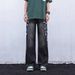 American High Street Ink-Splattered Straight-Leg Jeans For Men, Stylish Versatile Loose Slimming Wide-Leg Pants_mkmklike.com