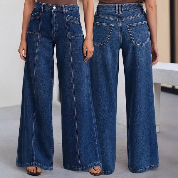 Women's Clothing Fashion Jeans Loose Wide Leg Comfortable Stretch Denim Pants High Quality Fashionable Casual_mkmklike.com