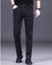 Men's Stretch Jeans Slim Straight Leg Casual Trousers - Washed Denim Pants With Badge Detail (28-38) Black/Grey_mkmklike.com