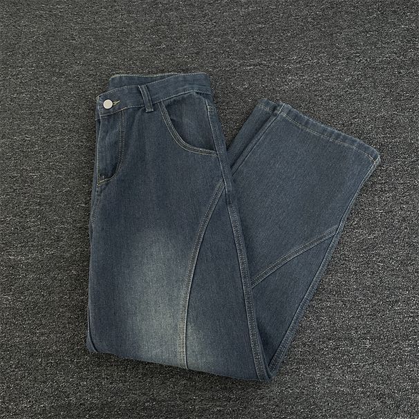 Men's Deconstructed Vintage Jeans – Relaxed Straight-Leg Denim Pants With Artisan Wash (S-3XL, Distressed Blue)_mkmklike.com