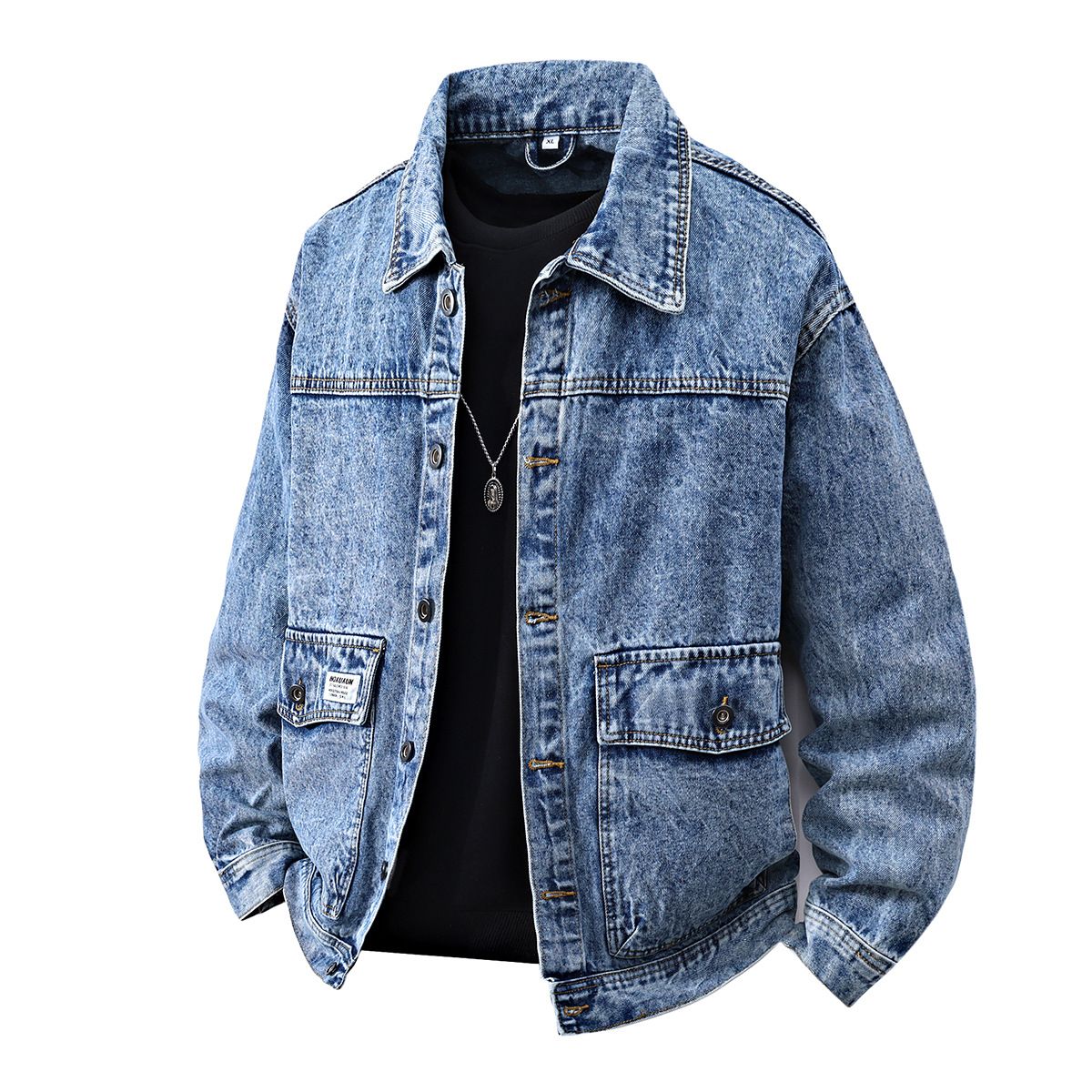 Men's Clothing Autumn And Winter Hong Kong Style Denim Jacket Men 2025 New Hot Sale Couples Denim Jacket Casual Thick Work Jacket Men_mkmklike.com