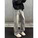 Men's Washed Splatter Painted Slightly Flared Jeans Straight Leg Curved Trousers American High Street Style Trendy Clothing_mkmklike.com