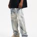 Men's Clothing Retro Straight Loose Washed Tie Dyed Straight Zipper Jeans Casual Trendy Men's_mkmklike.com