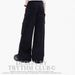 Men's Clothing Pleated Tailored Work Trousers Unisex Straight High Street Multi Pocket Casual Pure Black Trendy Trousers_mkmklike.com