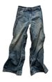 Men's Oversized Wave Hem Jeans – Streetwear Relaxed Fit, Washed Denim, S-XXXL (90% Cotton, Mid-Rise, Unisex High-Fashion Trousers)_mkmklike.com