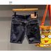 Men's Slimming Black Denim Shorts Summer Thin Trendy Brand Five Point Loose Straight Leg Korean Style Versatile_mkmklike.com