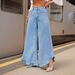 Women's Clothing Trendy Wide-Leg Jeans For Women – Light Blue, Mid-Rise, Non-Stretch & Street Style – XS To XL_mkmklike.com