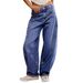 Women's Straight Leg Jeans European American Style Topstitching Street Style Loose Wide Leg Trousers For Women_mkmklike.com