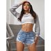 Fashionable And Versatile High Waist Raw Edge Ripped Design Denim Shorts 2025 Summer New Loose Trend Shorts_mkmklike.com