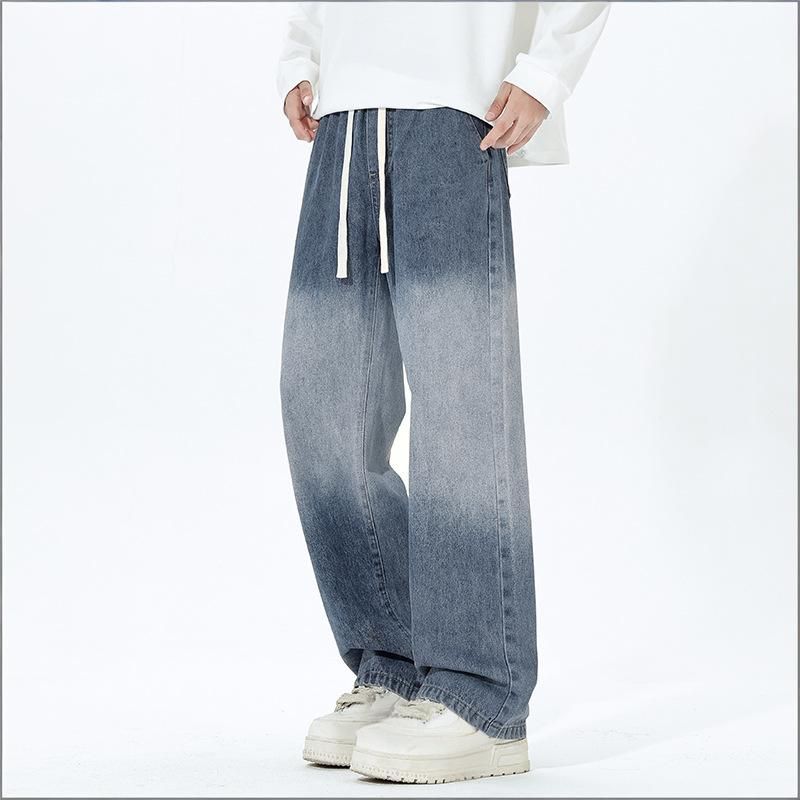 Men's Clothing Spring Trendy Loose Straight Leg Jeans For Men Casual Denim Pants Versatile Gradient Pattern Comfortable Fit_mkmklike.com