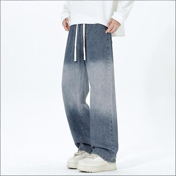 Men's Clothing Spring Trendy Loose Straight Leg Jeans For Men Casual Denim Pants Versatile Gradient Pattern Comfortable Fit_mkmklike.com