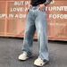 Men's Trendy Starry Rhinestone High-End Loose Straight Leg Denim Jeans Style Washed Trousers_mkmklike.com