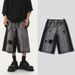 Men's Washed Distressed Cropped Denim Shorts Loose Wide Leg Pants Summer Style American Street Retro Design_mkmklike.com