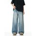 Men's Loose Fit Jeans Street Style Versatile Washed Cleanfit Wide Leg Pants High Street_mkmklike.com
