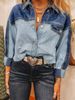 Women's Clothing 2026 Color Block Cross Border Women's Flap Short Denim Jacket With Ruffled Hem And Long Sleeves (JEANS)_mkmklike.com