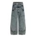 Vintage Patchwork Logging Jeans – Double Waistband, Studded Details & Wide-Leg Fit (Dark Blue, Light Blue, S-XL)_mkmklike.com