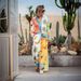 Women's Clothing fashion personality printed linen color matching holiday leisure tether suit_mkmklike.com