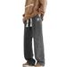 Men's Clothing Straight Leg Jeans, Spring Versatile Loose American High Street Casual Letter B Long Pants_mkmklike.com
