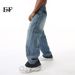 EF JEANS | 2024 New Product, Korean Version Of Retro Washed Blue Niche Design Graffiti White Dot Straight Jeans_mkmklike.com