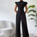 Women's stand-up collar ruffled wide-leg pants drape trousers women sleeveless jumpsuit casual pants pants women summer_mkmklike.com