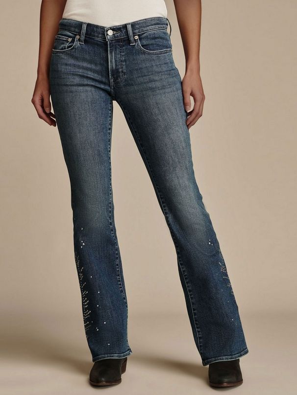 Women's Clothing Mid-Rise Stretch Straight Leg Jeans For Women - Trendy Rhinestone Embellished Denim Pants_mkmklike.com