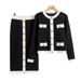 Women's haute couture French socialite knit suit slim coat skirt two-piece set_mkmklike.com