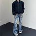Nordmann American Style Vibe High Street Flame Patch Embroidered Jeans For Men With Unique Design And Slightly Flared Cleanfit_mkmklike.com