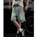 Men's Light Colored Distressed Loose Denim Shorts Summer American Style Ripped Casual Straight Leg Five Point Pants_mkmklike.com