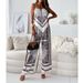 Women's clothing new fashion printed suspenders chest wrap + positioning flower pants suit_mkmklike.com