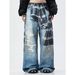 Vintage Checkered Print Jeans – Distressed Denim Pants For Men & Women (S-3XL, Washed Blue)_mkmklike.com