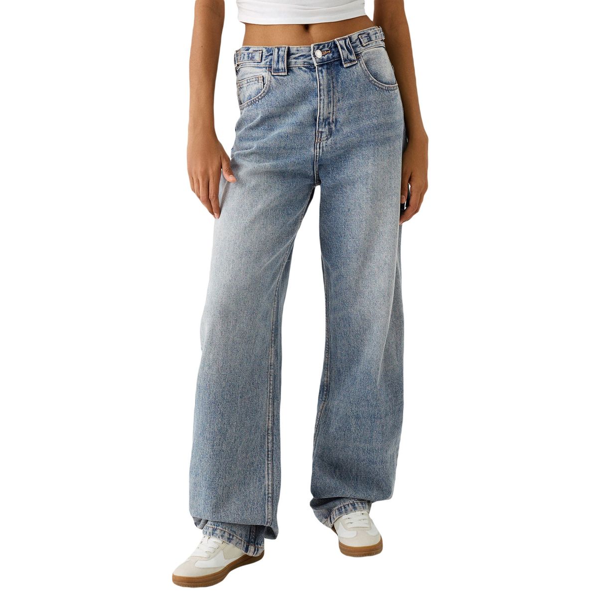 Relaxed Fit High Waist Wide Leg Jeans For Women - Vintage Washed Denim Pants With Stretch Comfort, Streetwear Style, Plus Size Friendly_mkmklike.com