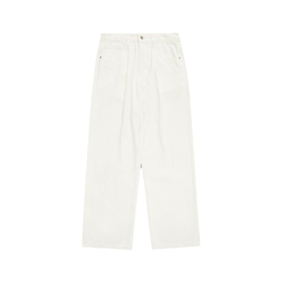 Unisex Korean-Style Straight Leg Denim Pants – Classic Black & White Casual Jeans (S-XL)_mkmklike.com