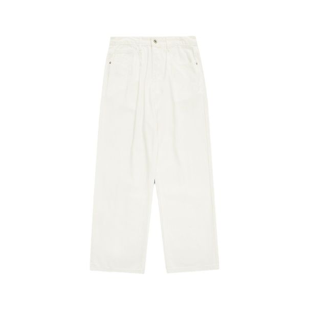 Unisex Korean-Style Straight Leg Denim Pants – Classic Black & White Casual Jeans (S-XL)_mkmklike.com