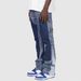 Men's Clothing Men's Denim Workwear Pants, European And American Fashion Ins Workwear, Popular Elastic Patch Denim Layered Flared Pants_mkmklike.com